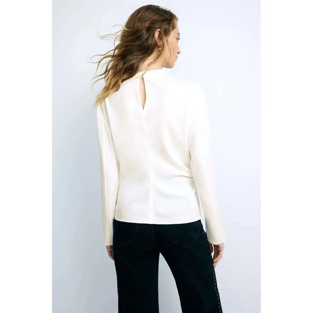 A.L.C. ALC Kay Top Ivory Blouse High Neck Long Sleeve Womens Size 0
